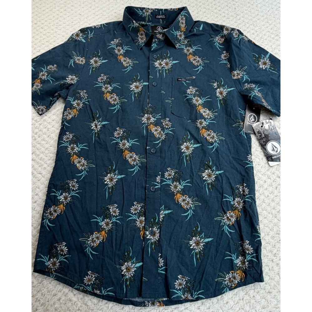 Volcom Floral Mens Button Up Viber Vision Woven SS Shirt Small NWT